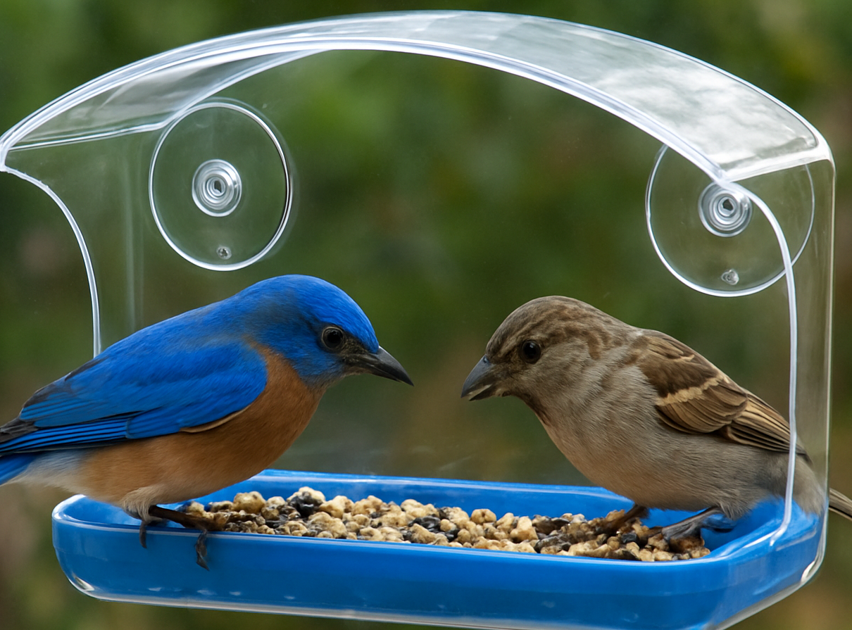Transparent Outside Window Bird House Feeder with Suction Cups”