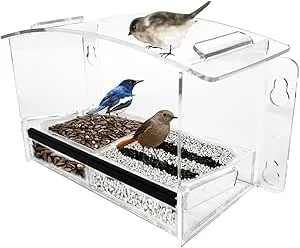 Nature Gear Acrylic Clear Bird Feeders for Window Viewing